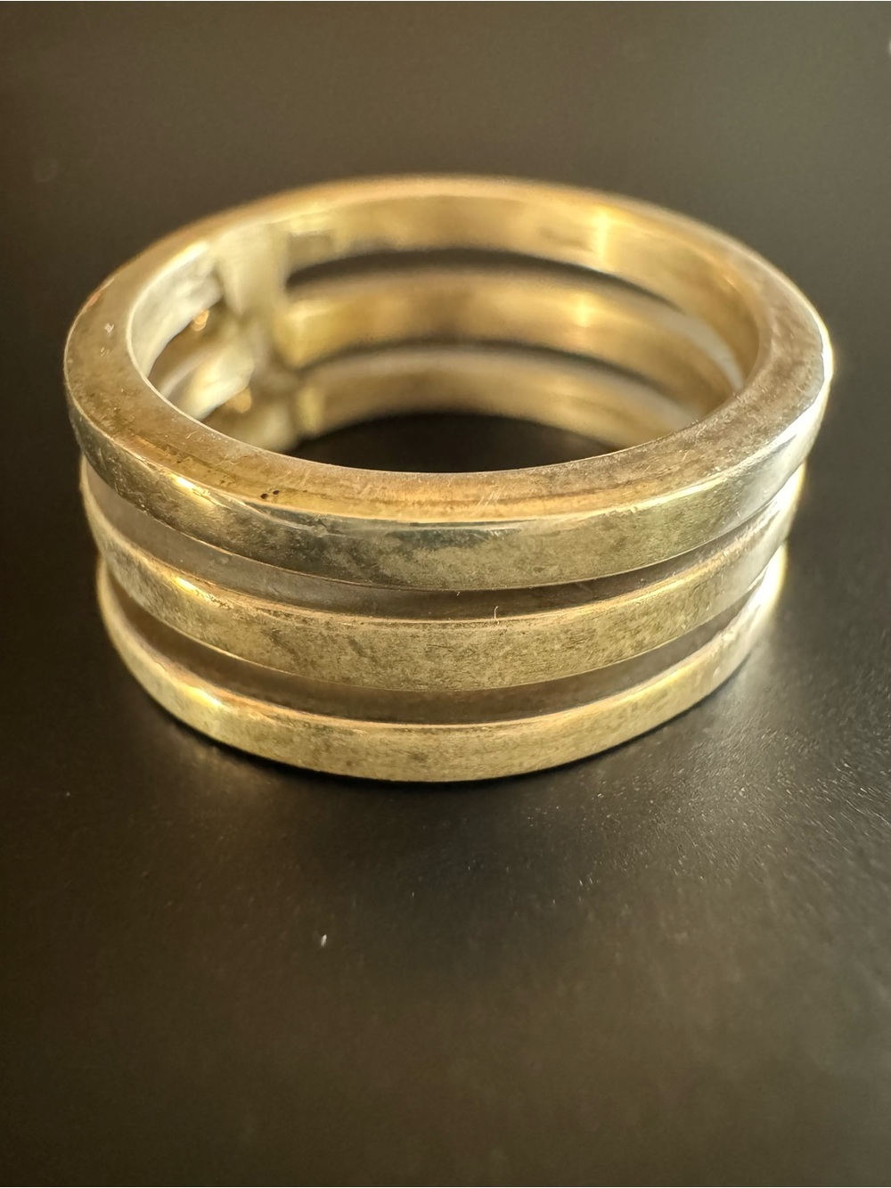 Sterling Silver Triple Band Modernist Ring Size 6